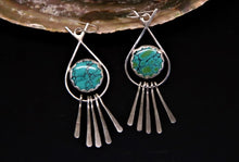 Load image into Gallery viewer, Silver Turquoise Fringe Earrings
